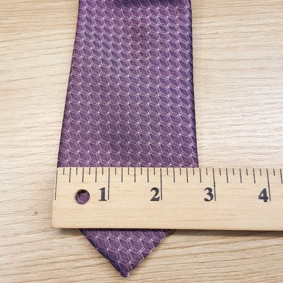 ALFANI Mens Neck Tie Purple Geometric Lattice Micro Grid Modern Slim - Picture 5 of 6